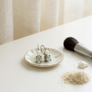 Vintage Pearl & Aquamarine Sterling Silver Drop Earrings